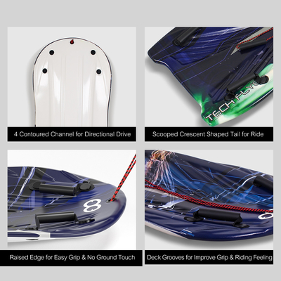 パーソナライズ可能なロゴ 48' HDPEプラスチックスノー sled 2ハンドル引くロープ