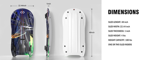 パーソナライズ可能なロゴ 48' HDPEプラスチックスノー sled 2ハンドル引くロープ