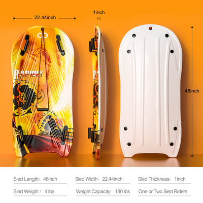 成人122cm ウーヴォーブ カスタム スノーボード 泡 HDPE プラスチック スノー スレード 2 ハンドル 引くロープ