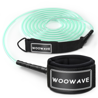 WOOWAVE 11ft SUP Leash ボードをコイルまたはオレンジ色の直線デザインで閉じます