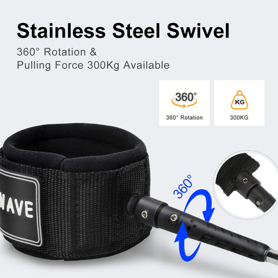 WOOWAVE 11ft SUP Leash ボードをコイルまたはオレンジ色の直線デザインで閉じます