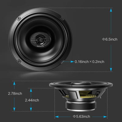 セット 2 フルレンジ同軸性車音箱 6.5 インチサブウーファーと1500Hzツイッター